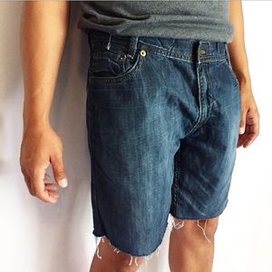 DKNY denim raw hem jean shorts
